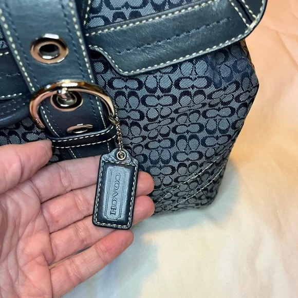 Coach SoHo Mini C with matching wallet (both blue jacquard) - Picture 2 of 6